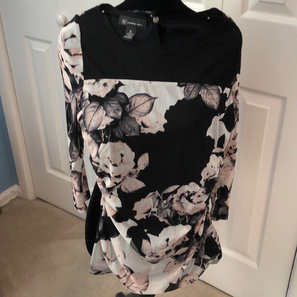 INC floral illusion top